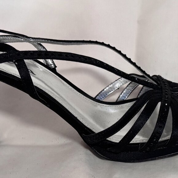 Touch of Nina Heels Strappy Black Rhinestone 9 1/2 M NEW WITHOUT BOX - Picture 4 of 8